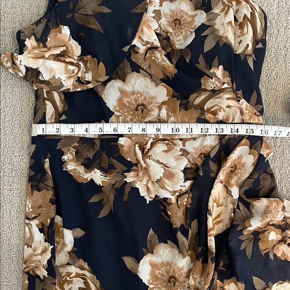 🩷 NWT Betsy Adam Floral one Shoulder Women's Size 14 Special Occasion Navy Dress - Picture 5 of 8